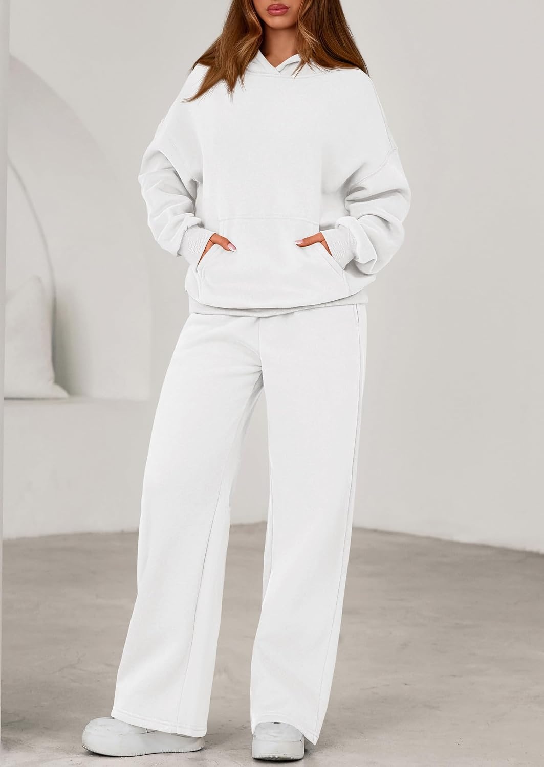 image:imagePRETTYGARDEN Womens Sweatsuits 2 Piece Outfit Fall Matching Lounge SetsWhite