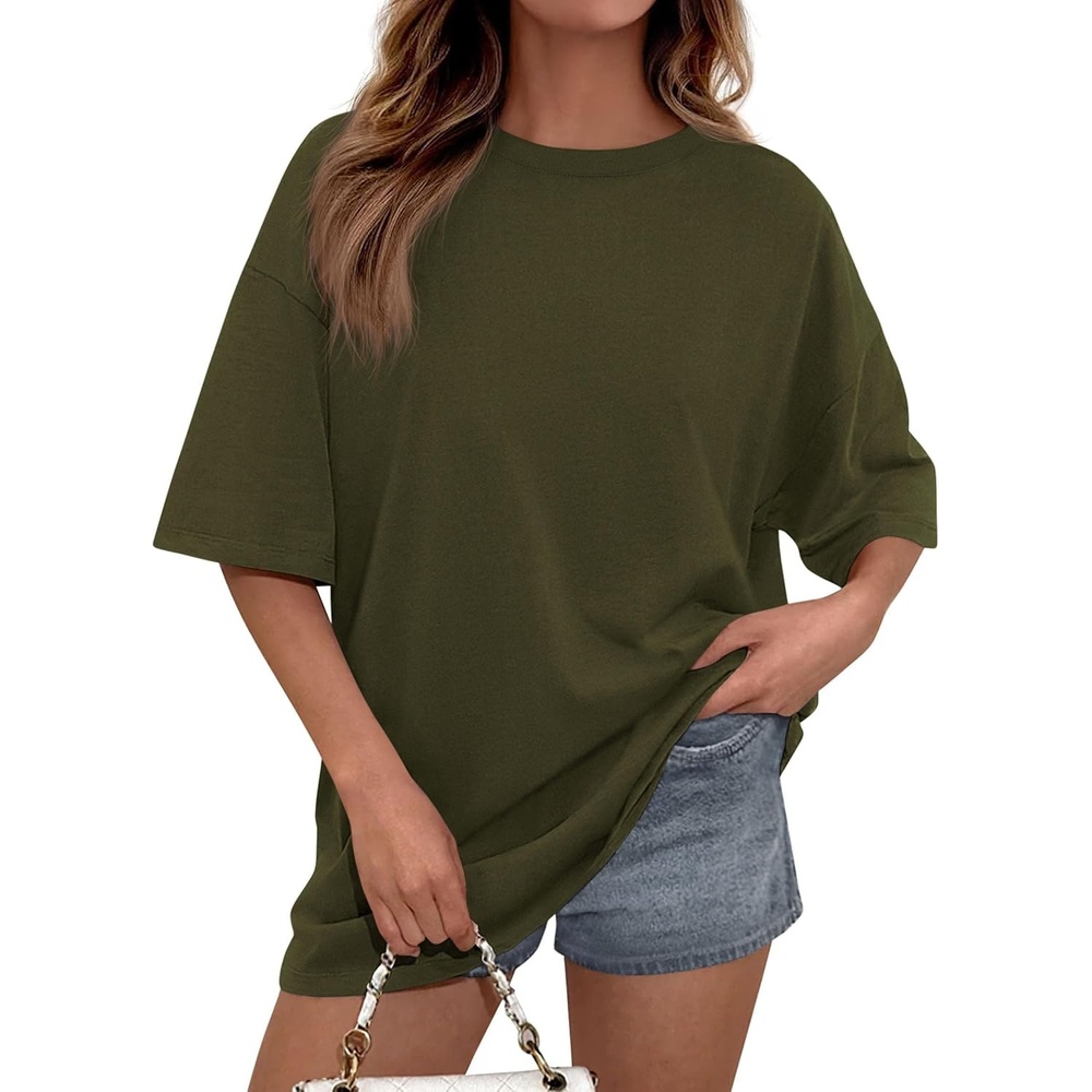 image:imagePRETTYGARDEN Womens Oversized Tshirts Going Out TopsArmy Green