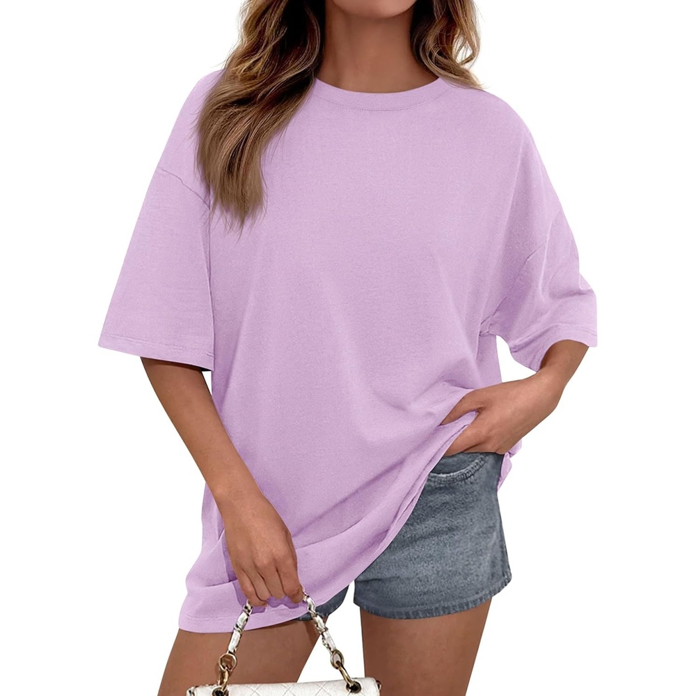 image:imagePRETTYGARDEN Womens Oversized Tshirts Going Out TopsLight Purple
