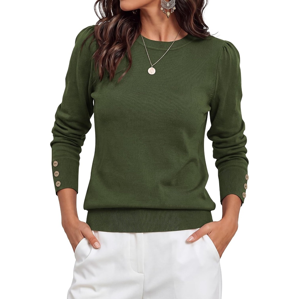 image:imagePRETTYGARDEN Womens Sweaters Lightweight Long Sleeve TopsArmy Green