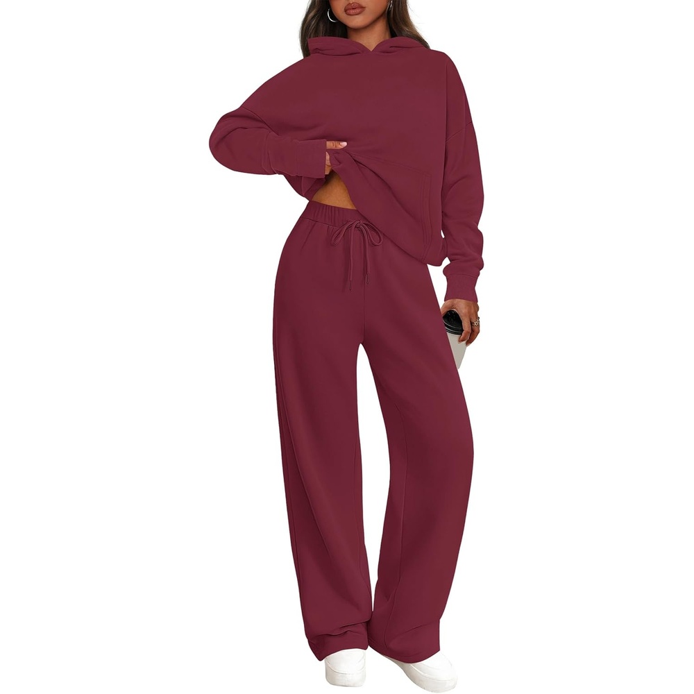 image:imagePRETTYGARDEN Womens Sweatsuits 2 Piece Outfit Fall Matching Lounge SetsBurgundy
