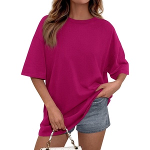 PRETTYGARDEN Women’s Oversized Tshirts Going Out Tops(Rose Red)