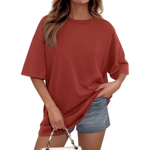 PRETTYGARDEN Women’s Oversized Tshirts Going Out Tops(Rust Red)