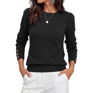 PRETTYGARDEN Womens Sweaters Lightweight Long Sleeve Tops(Black)