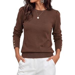 PRETTYGARDEN Womens Sweaters Lightweight Long Sleeve Tops(Brown)