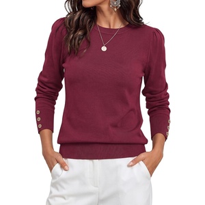 PRETTYGARDEN Womens Sweaters Lightweight Long Sleeve Tops(Burgundy)